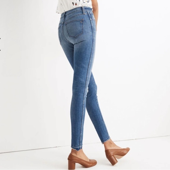 Madewell 10” High Rise Skinny Jeans Drop Step Hem Denim Stretch Distressed - Picture 2 of 10